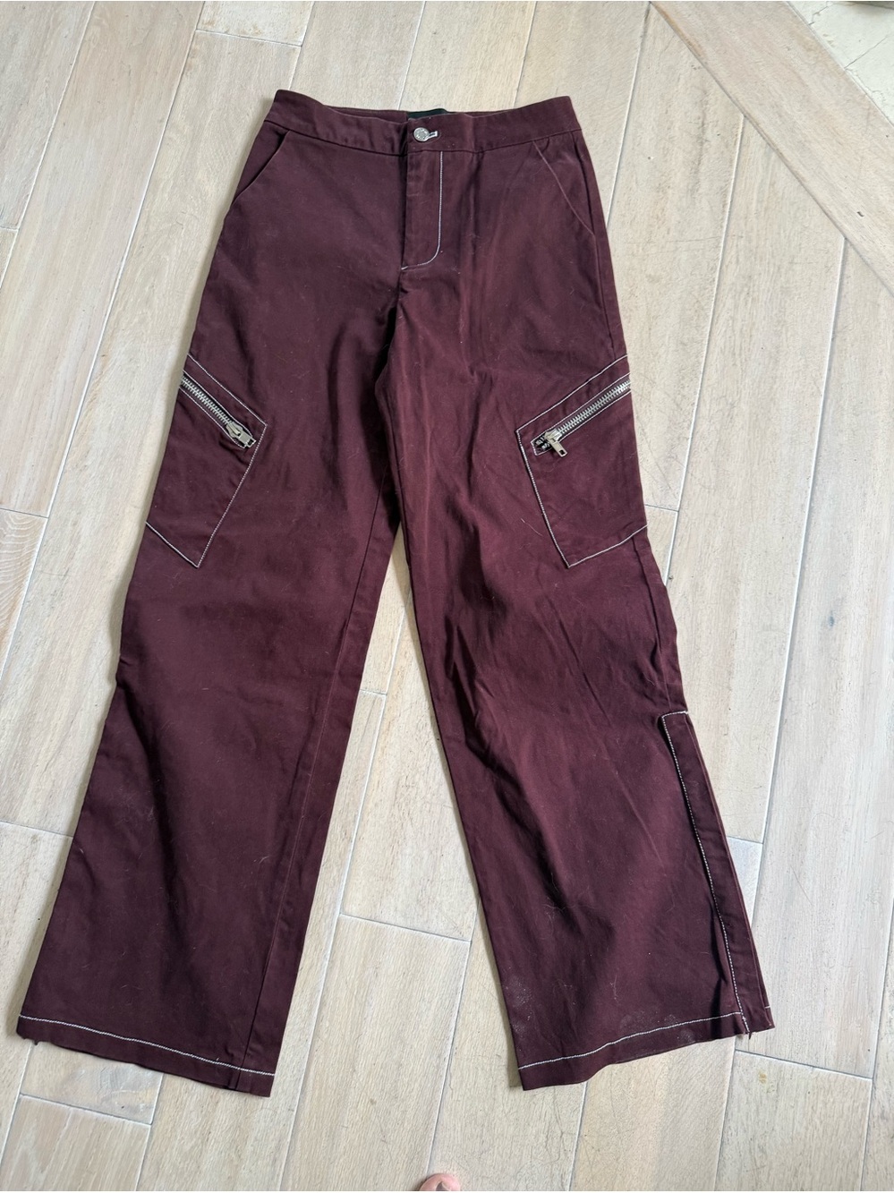 By.DYLN Vaeda deep maroon cotton pants size S